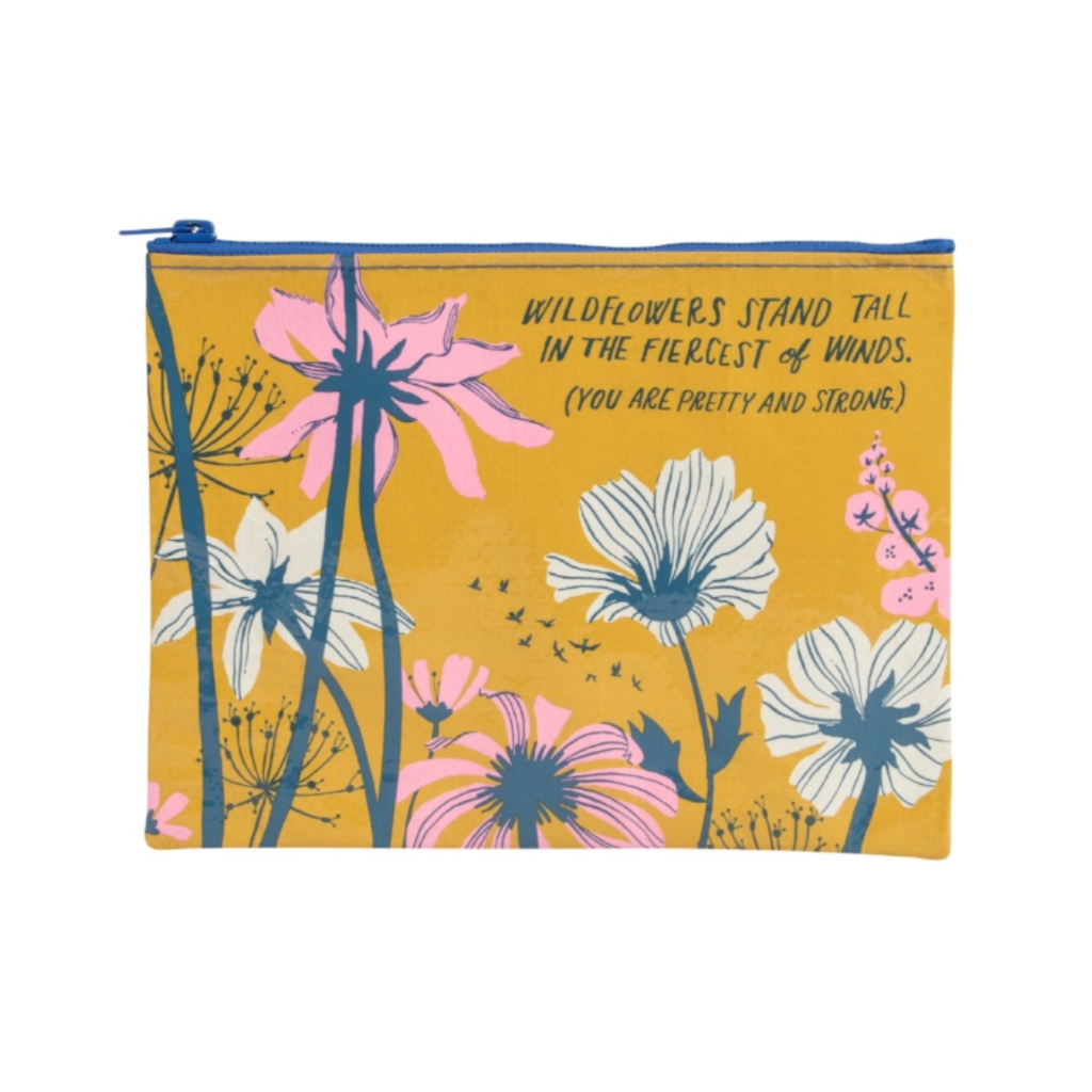 Wildflowers Stand Tall Zipper Pouch Blue Q Apparel & Accessories - Bags - Pouches & Cases