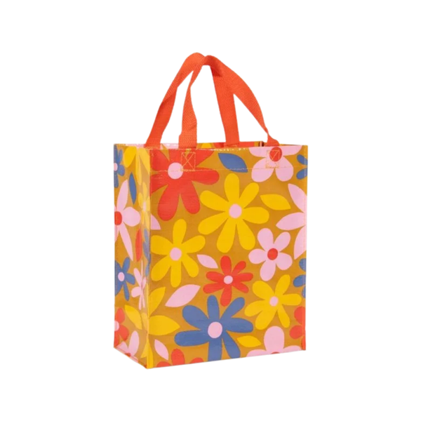 Groovy Flower Handy Tote Blue Q Apparel & Accessories - Bags - Reusable Shoppers & Tote Bags