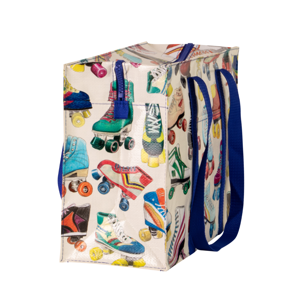 Roller Skates Shoulder Tote Blue Q Apparel & Accessories - Bags - Reusable Shoppers & Tote Bags