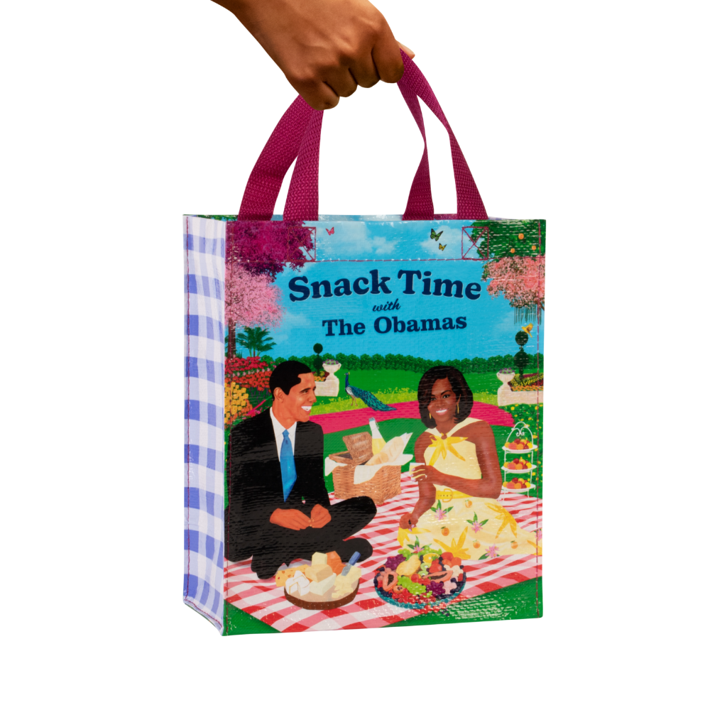 Snack Time With the Obamas Handy Tote Blue Q Apparel & Accessories - Bags - Reusable Shoppers & Tote Bags