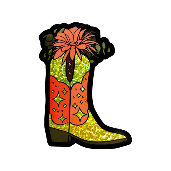 Floral Boot Glitter Sticker Boss Dotty Paper Co Impulse - Decorative Stickers
