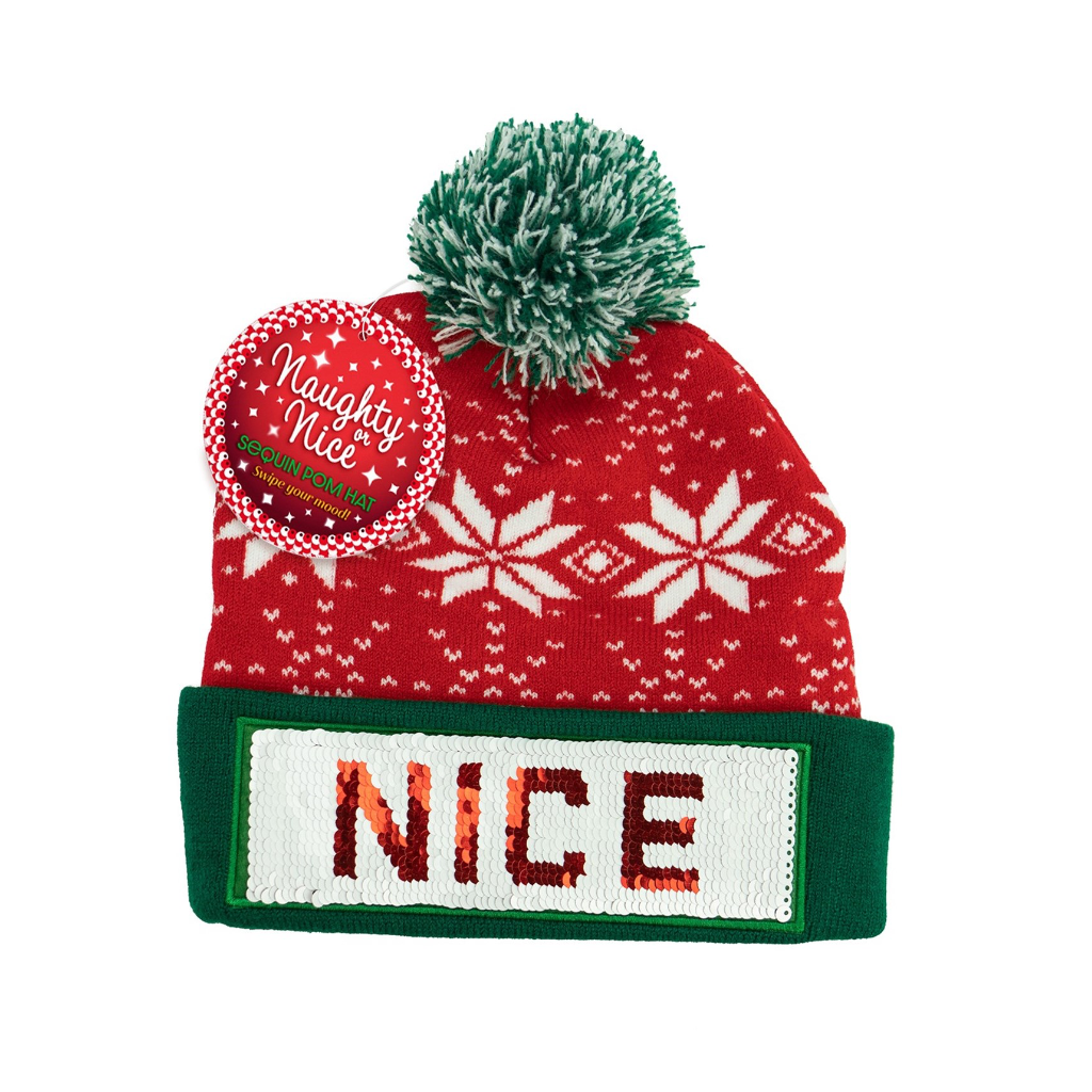 Naughty or Nice Sequin Pom Hat - Adult Britt’s Knits Apparel & Accessories - Winter - Adult - Hats