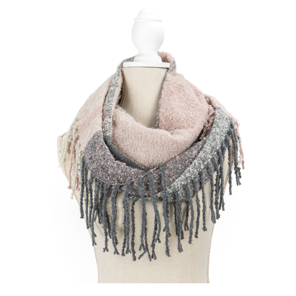 PINK Fringe Benefits Colorblocked Infinity Scarf - Adult Britt's Knits Apparel & Accessories - Winter - Adult - Scarves & Wraps