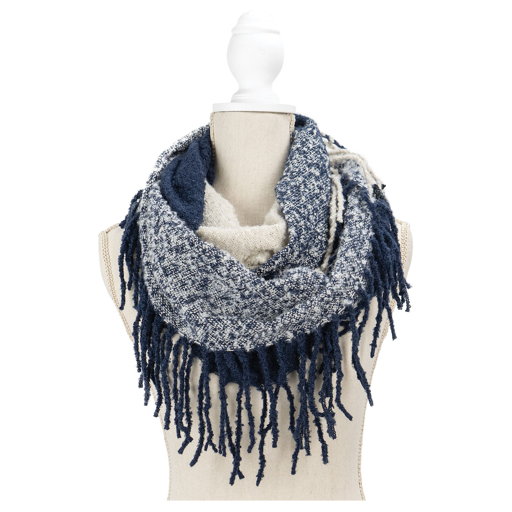 WHITE Fringe Benefits Colorblocked Infinity Scarf - Adult Britt's Knits Apparel & Accessories - Winter - Adult - Scarves & Wraps