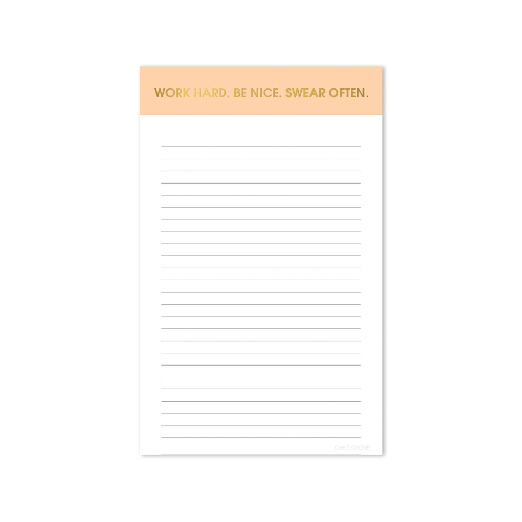 Work Hard Be Nice Swear Often Notepad Chez Gagne Books - Blank Notebooks & Journals - Notepads