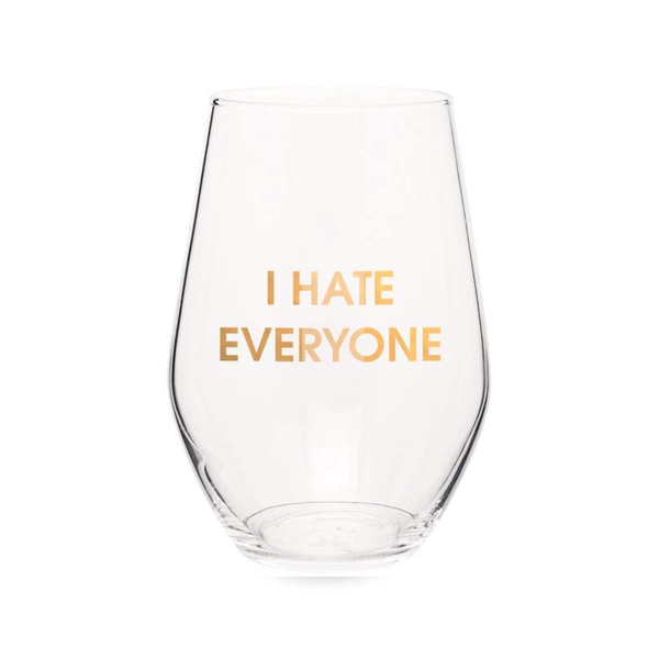 I Hate Everyone Stemless Wine Glass Chez Gagne Home - Mugs & Glasses - Wine Glass