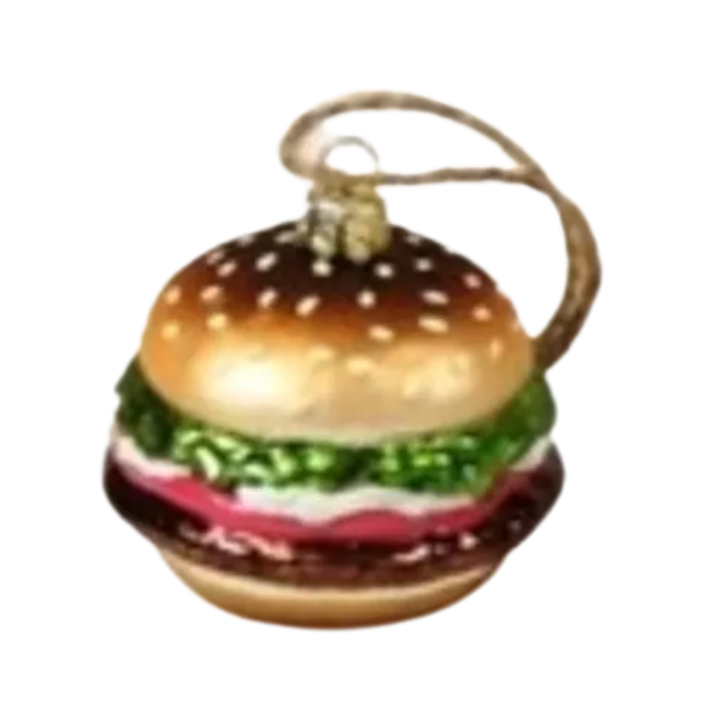 Hamburger Tiny Junk Food Glass Ornaments CODY FOSTER AND CO. Holiday - Ornaments