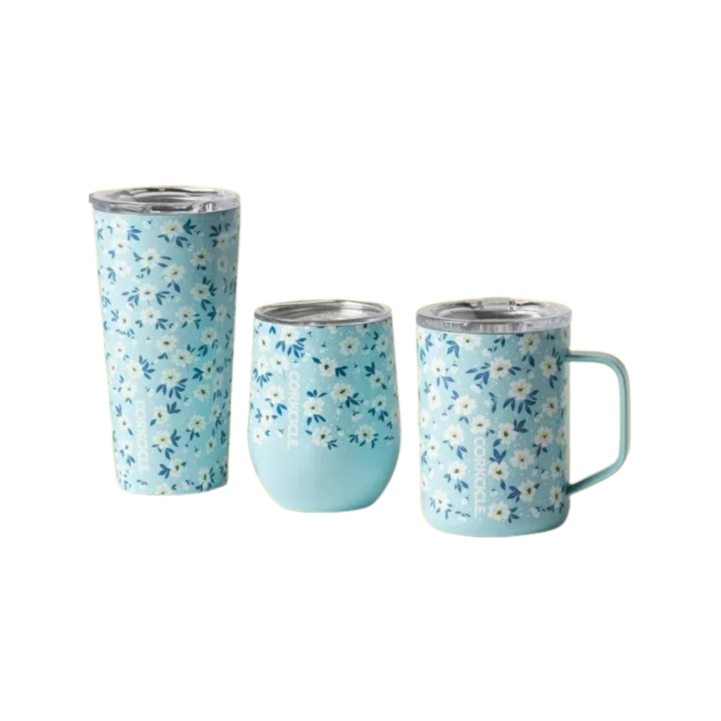Corkcicle - Ditsy Floral Collection - Blue Corkcicle Home - Mugs & Glasses - Reusable