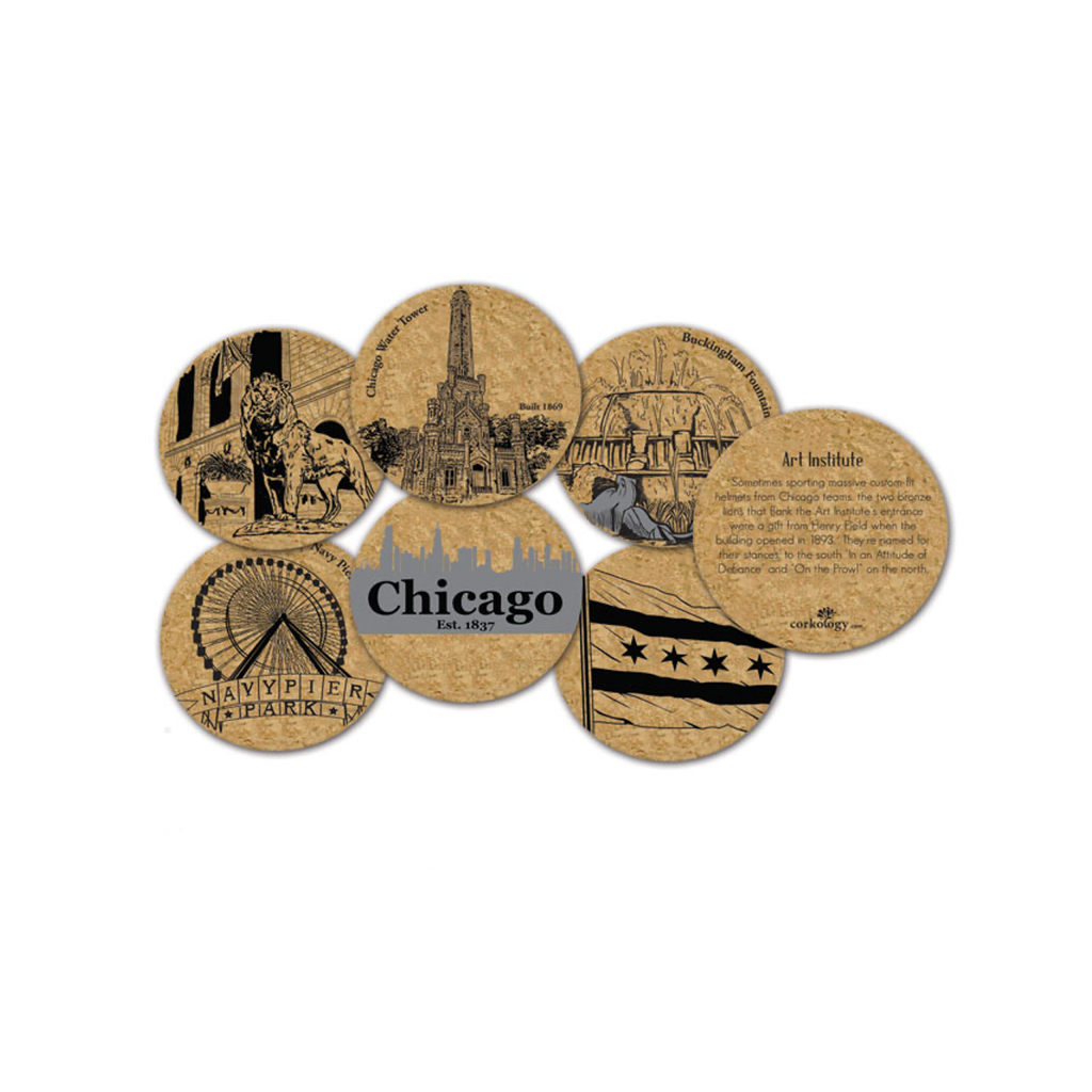Corkology Chicago Cork Coaster Set