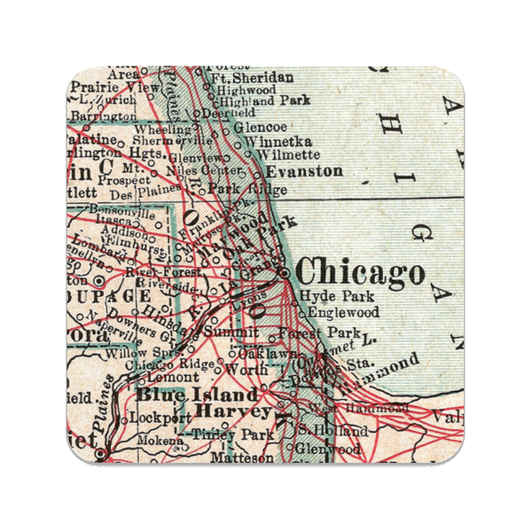 DMD COASTER CHICAGO MAP COASTER INDVIDUAL Daisy Mae Designs Home - Barware - Coasters