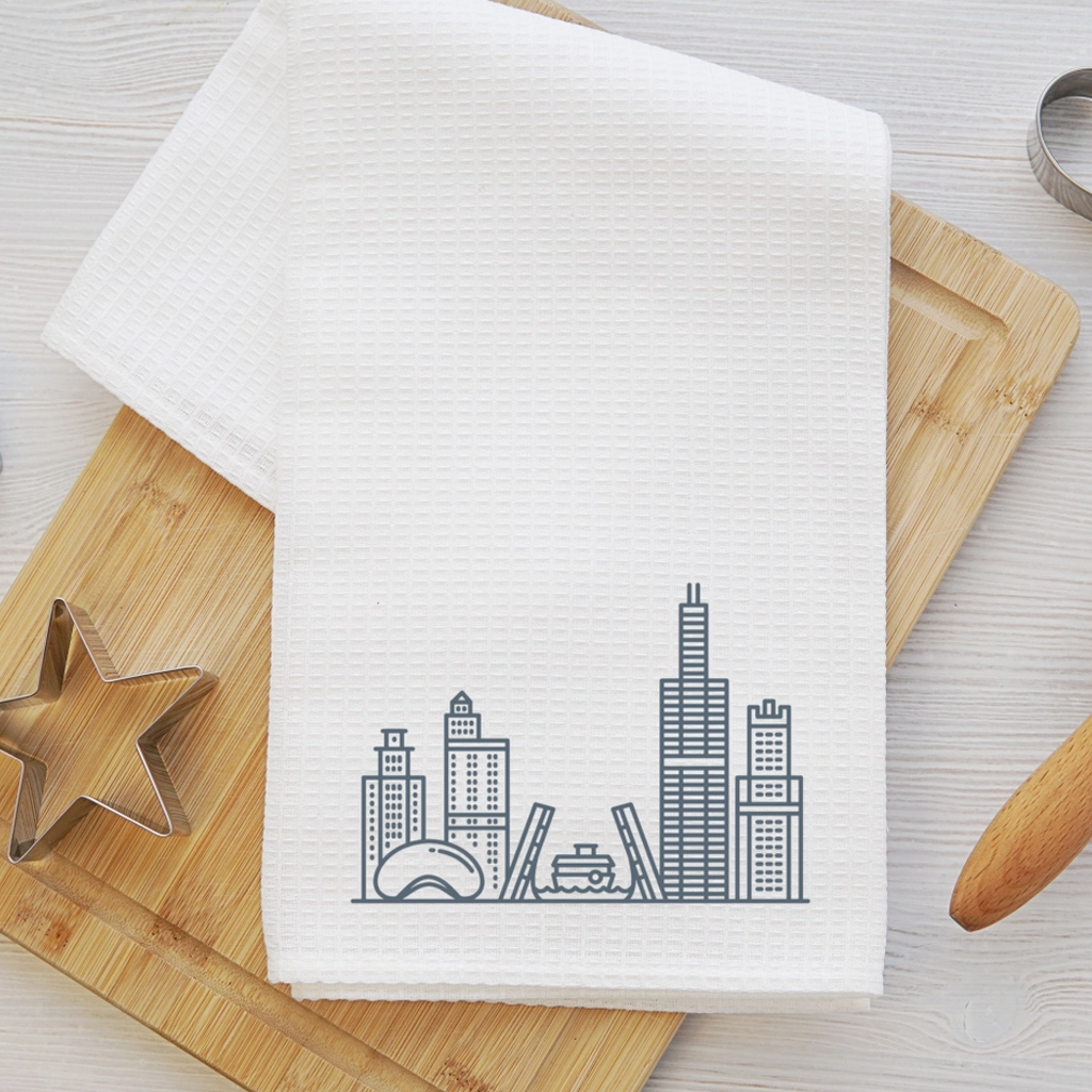 Chicago Skyline Tea Towel from Daisy Mae Designs – Urban General Store