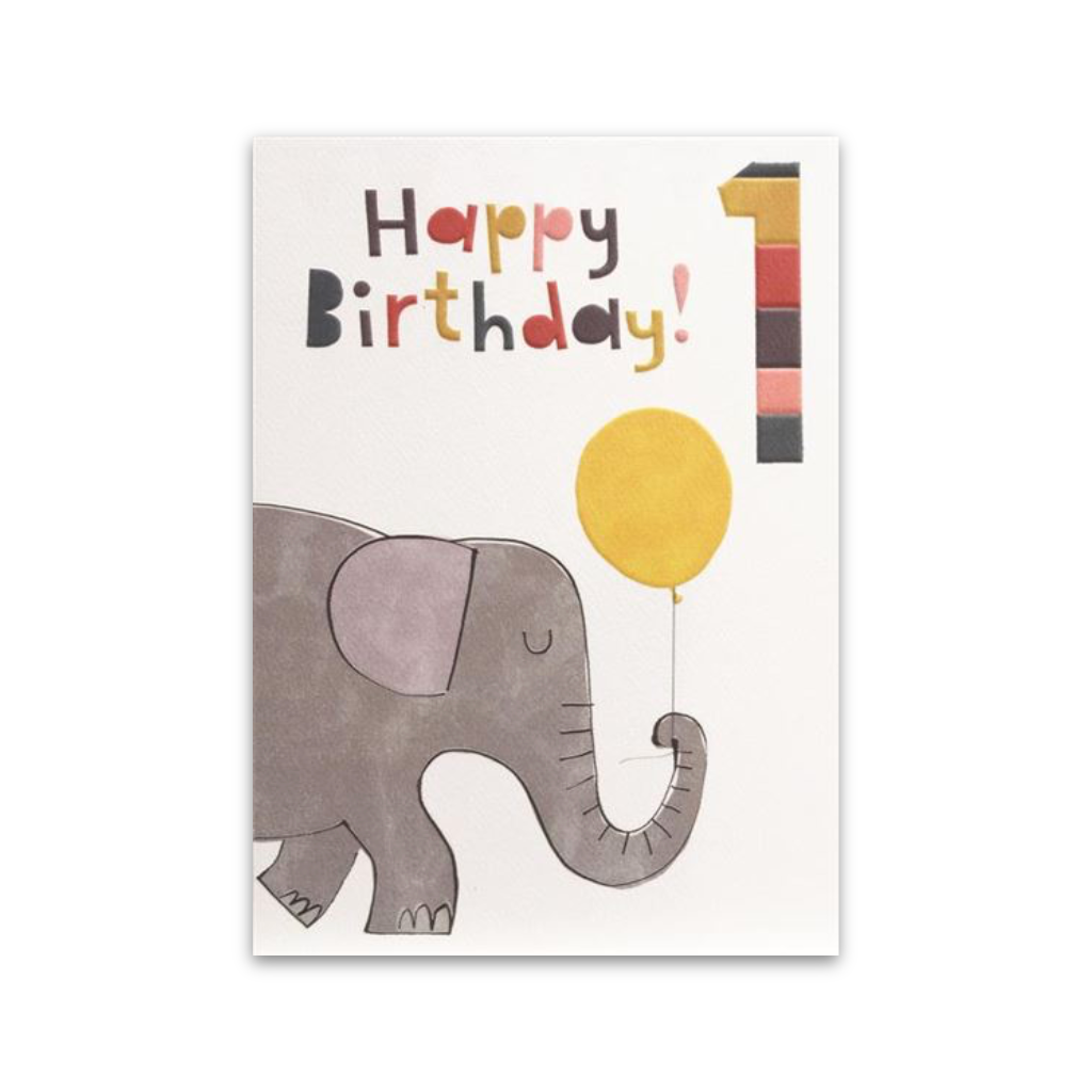 Elephant First Birthday Card Design Design Cards - Birthday