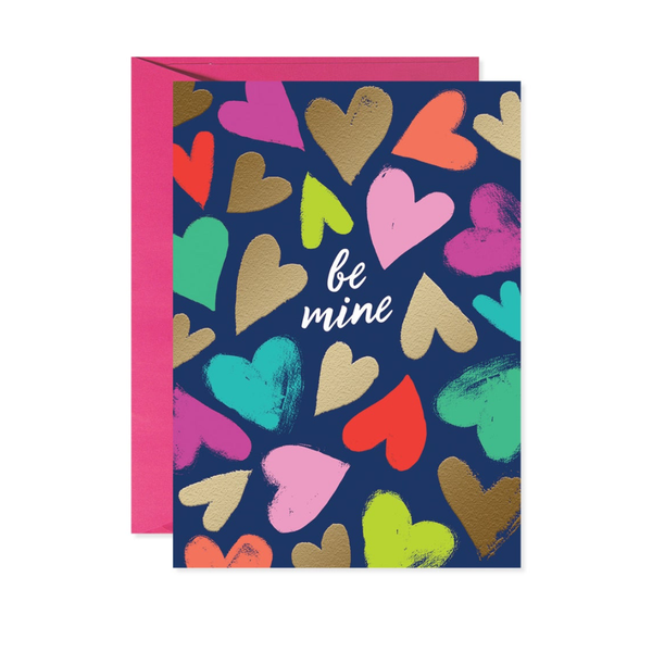 Be Mine Colorful Textured Heart Valentine's Day Card Design Design Cards - Holiday - Valentine's Day
