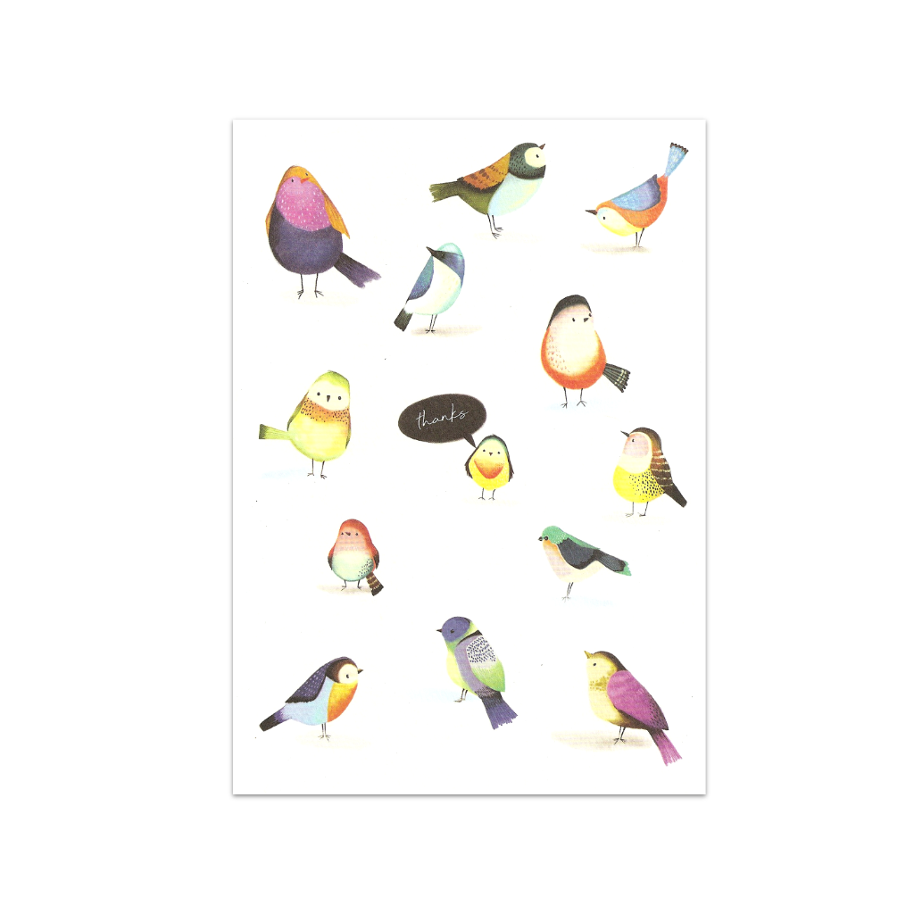 Flock Of Colorful Birds Thank You Card Design Design Cards - Thank You