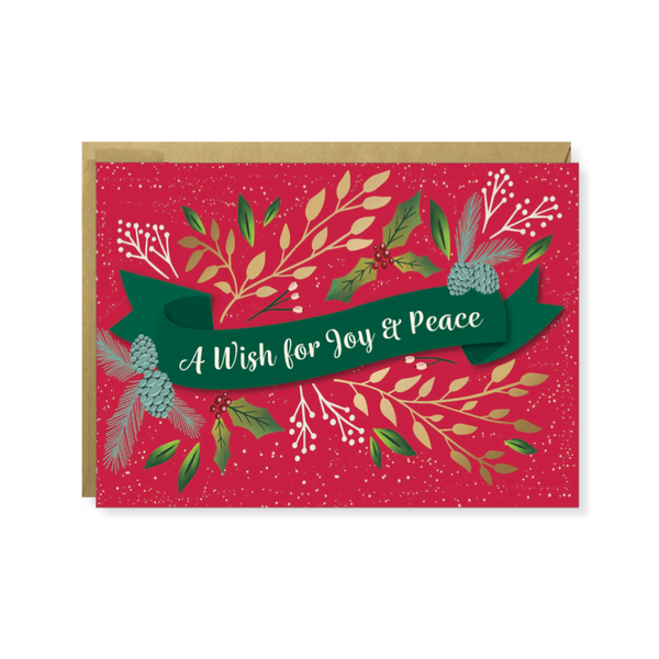 A Wish For Joy & Peace Christmas Botanicals Card Design Design Holiday Cards - Holiday - Christmas