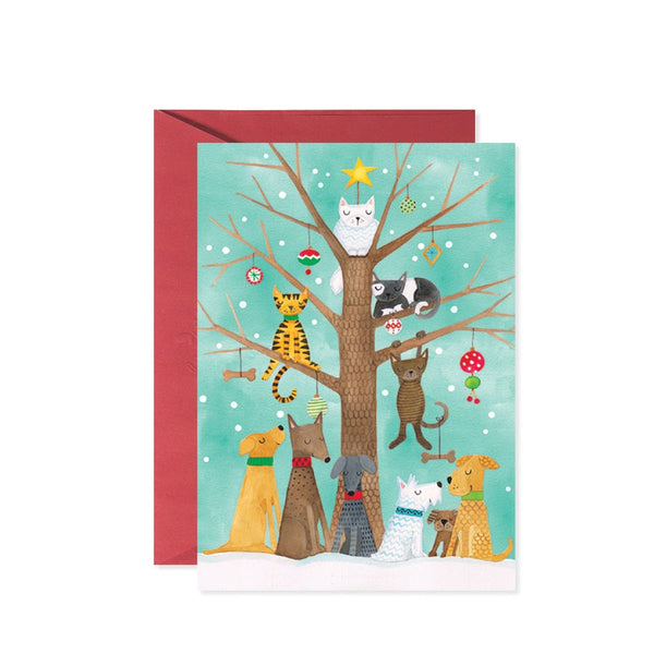 DDH CARD CHRISTMAS CAT TREE AND DOGS Design Design Holiday Cards - Holiday - Christmas