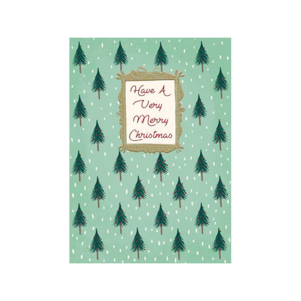 Gold Frame On Trees Christmas Card Design Design Holiday Cards - Holiday - Christmas