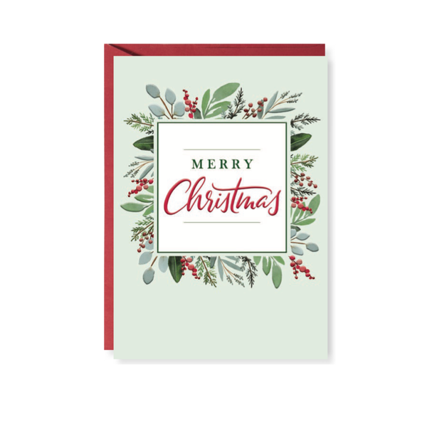 Merry Christmas Holiday Classic Greenery Christmas Card Design Design Holiday Cards - Holiday - Christmas