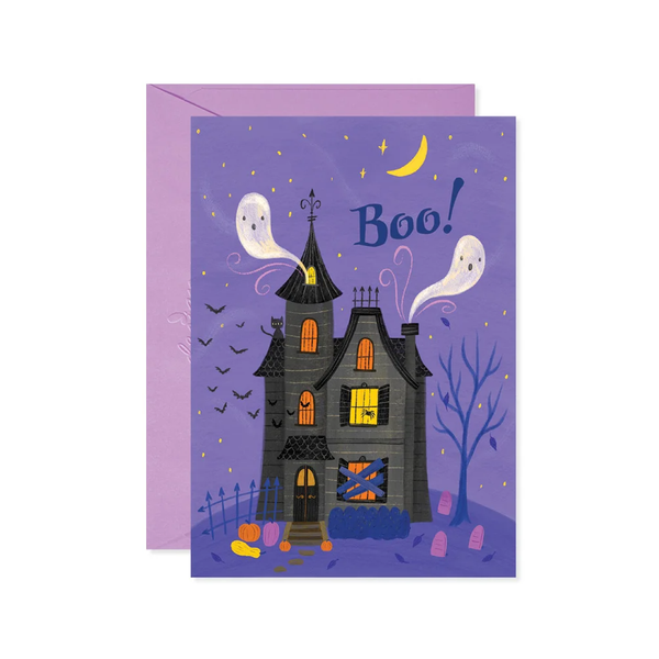 Eery Haunted House Boo Halloween Card Design Design Holiday Cards - Holiday - Halloween