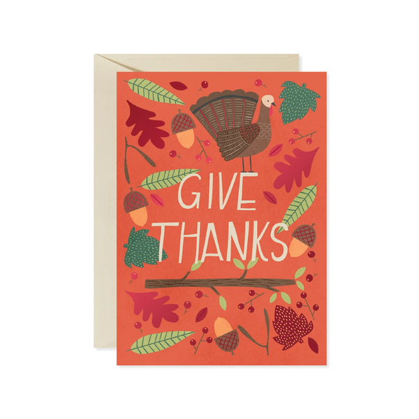Turkey And Woodland Icons Thanksgiving Card Design Design Holiday Cards - Holiday - Thanksgiving