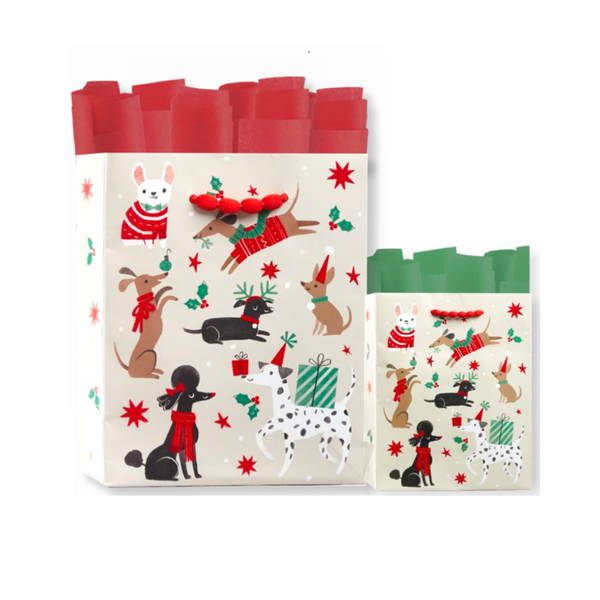 MEDIUM Christmas Pups Gift Bags Design Design Holiday Paper & Packaging - Gift Bags - Holiday - Christmas