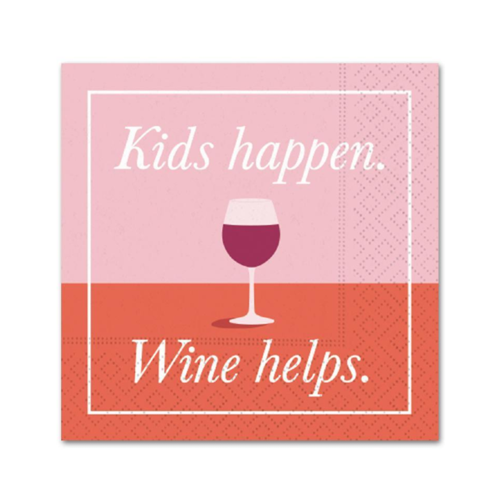 Kids Happen Wine Helps Napkins Design Design Home - Barware - Cocktail Napkins