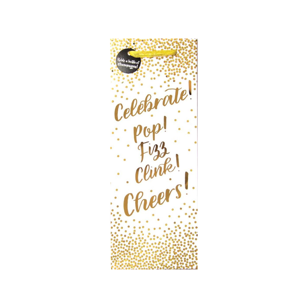 Golden Sparkle Champagne Bottle Gift Bag Design Design Paper & Packaging - Gift Bags