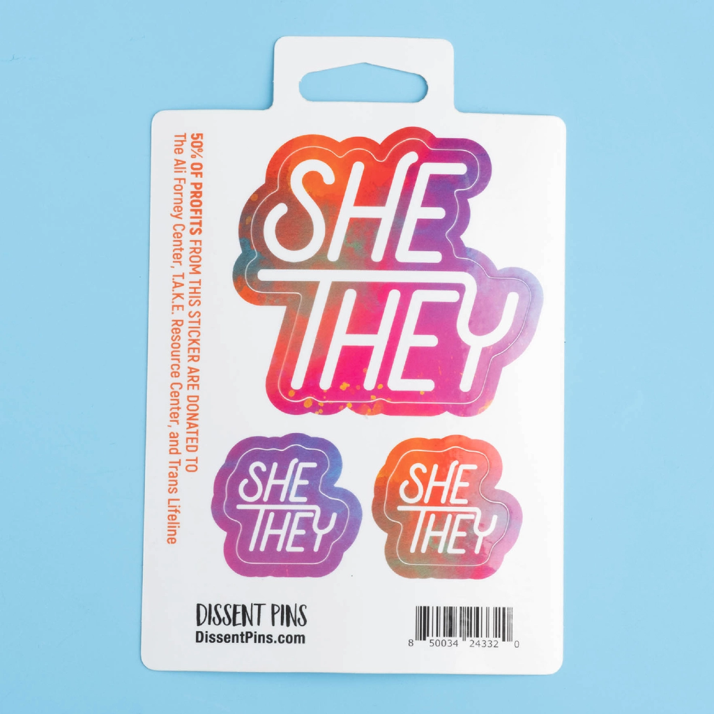 SHE/THEY DIP PRONOUN STICKER SHEET Dissent Pins Toys & Games - Art & Drawing Toys