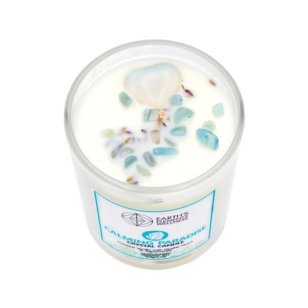 Calming Paradice Crystal Candle - Coconut Vanilla - 7.1oz Earth's Elements Home - Candles