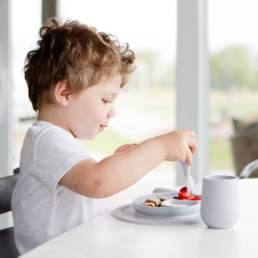 Mini Feeding Set - Pewter ezpz Baby & Toddler - Nursing & Feeding - Plates, Bowls & Utensils