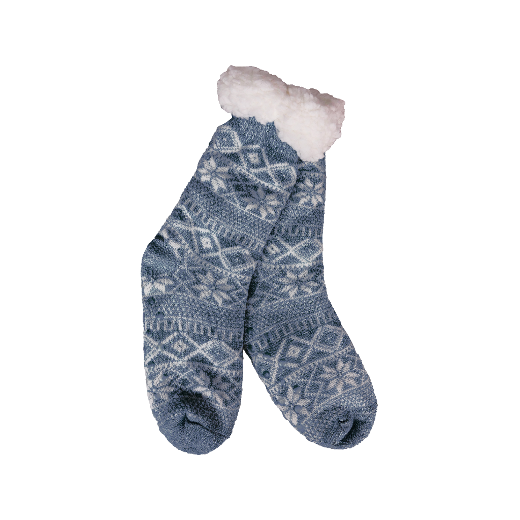 fashion by mirabeau apparel accessories socks slippers adult womens blue fair isle snowflake thermal slipper socks