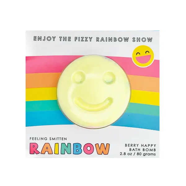 Rainbow Happy Face Bath Bomb Feeling Smitten Home - Bath & Body - Bath Fizzers & Salts