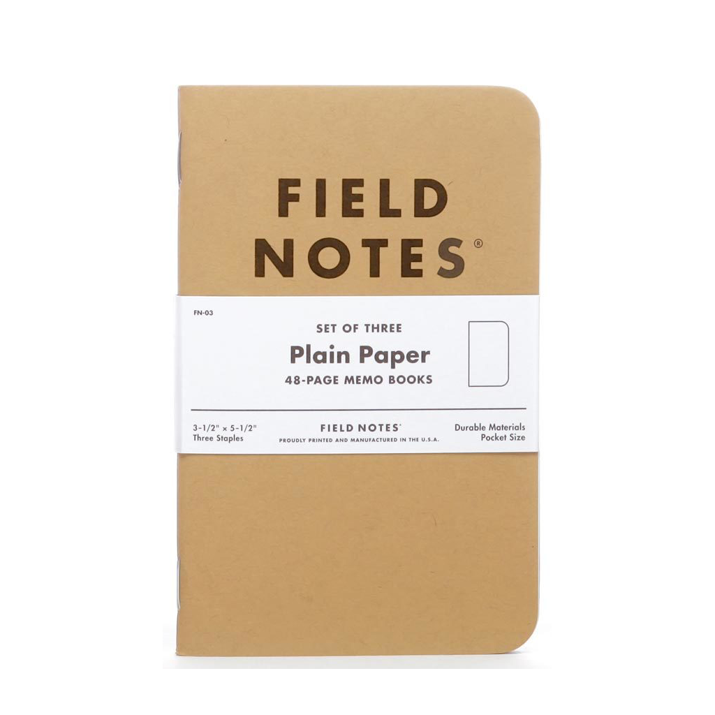 PLAIN PAPER Field Notes Original Kraft Notebook - GRAPH, RULED, PLAIN, MIXED Field Notes Brand Books - Blank Notebooks & Journals