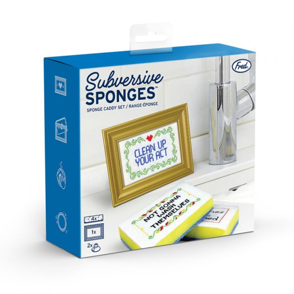 Default Subversive Sponges Sponge Caddy Set with Frame Fred & Friends Sponges & Scouring Pads