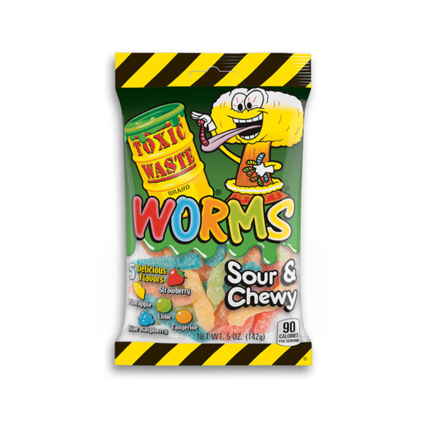 Toxic Waste Sour Chewy Worms Candy Grandpa Joe's Candy Candy, Chocolate & Gum