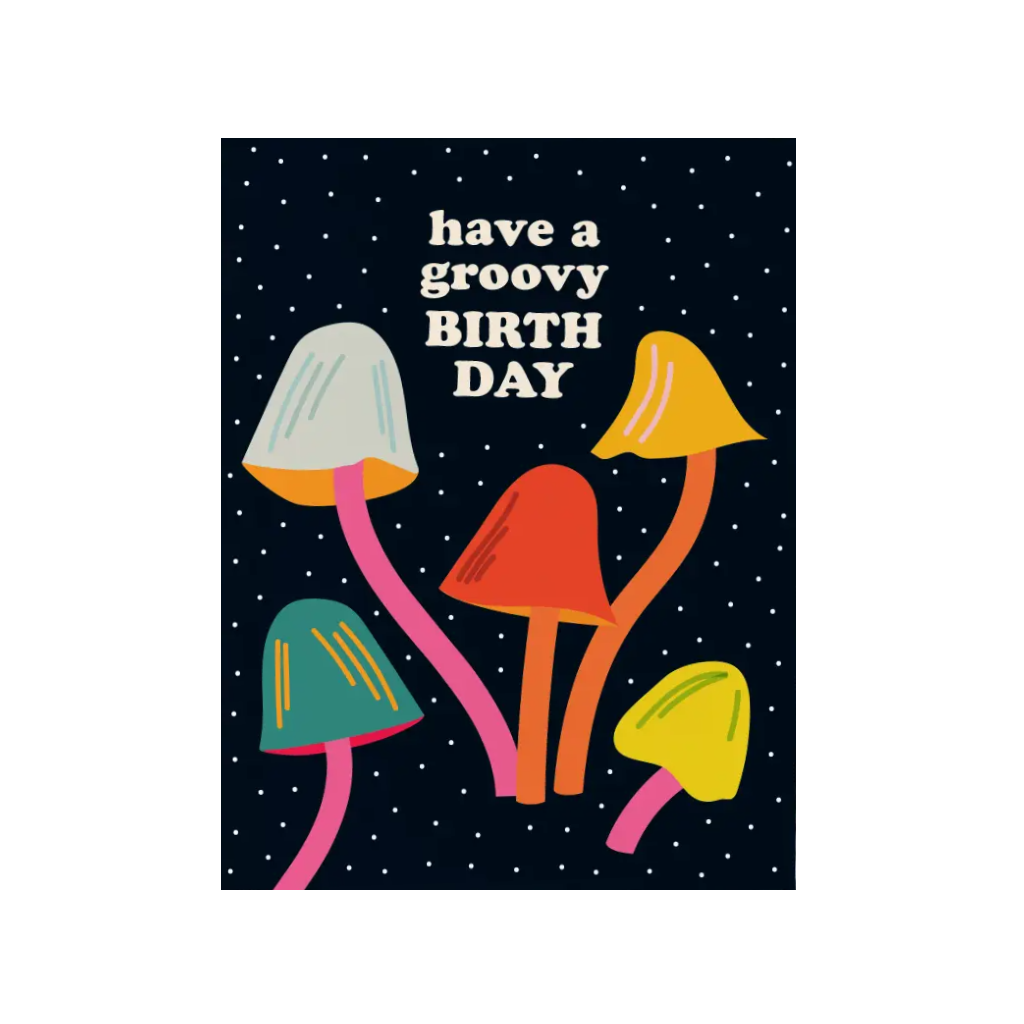 Groovy Mushroom Birthday Card Graphic Anthology Cards - Birthday