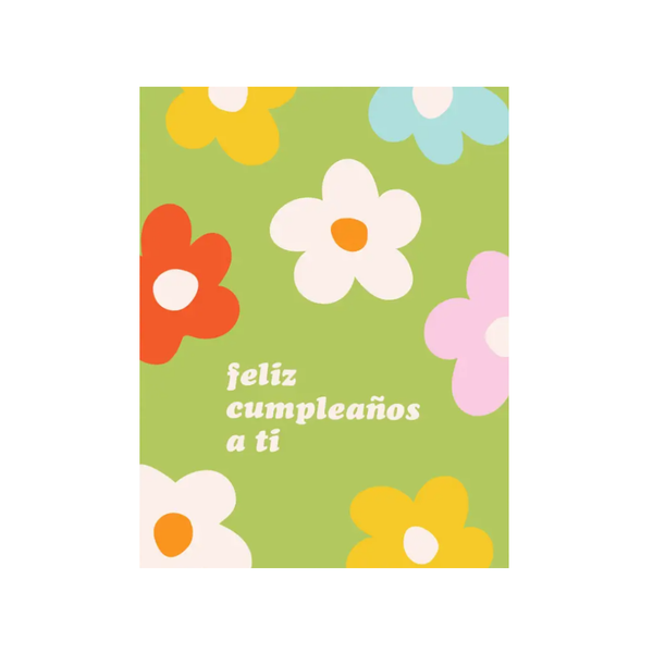 Retro Floral Cumpleanos Birthday Card Graphic Anthology Cards - Birthday