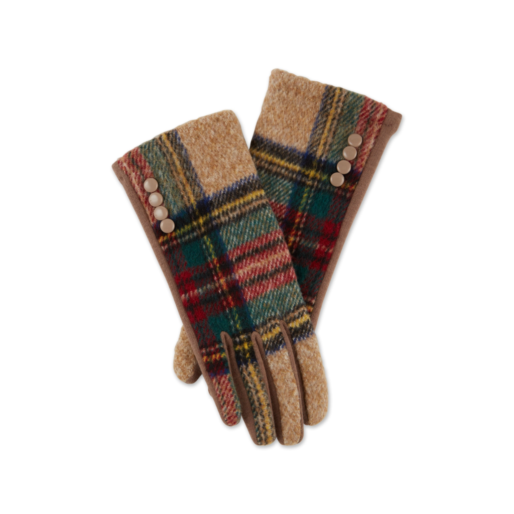 Khaki HWR GLOVES DAPHANIE PLAID Hadley Wren Apparel & Accessories - Winter - Adult - Gloves & Mittens