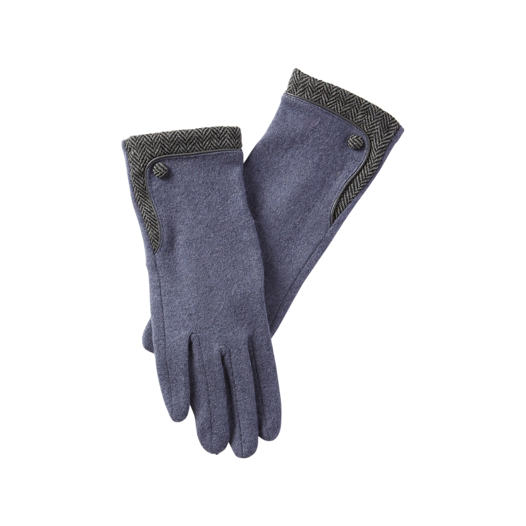NAVY Herringbone Wool Gloves - Womens Hadley Wren Apparel & Accessories - Winter - Adult - Gloves & Mittens