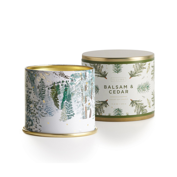 Noble Holiday Large Tin Candle - Balsam & Cedar Illume Home - Candles - Holiday