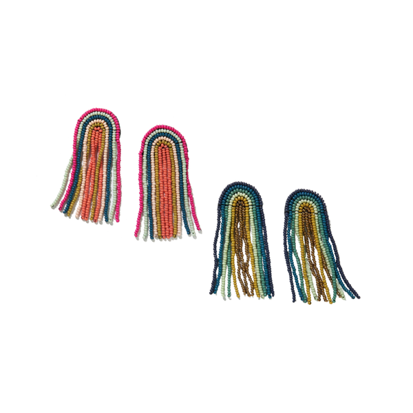 Rainbow Fringe Seed Bead Earrings Ink + Alloy Jewelry - Earrings