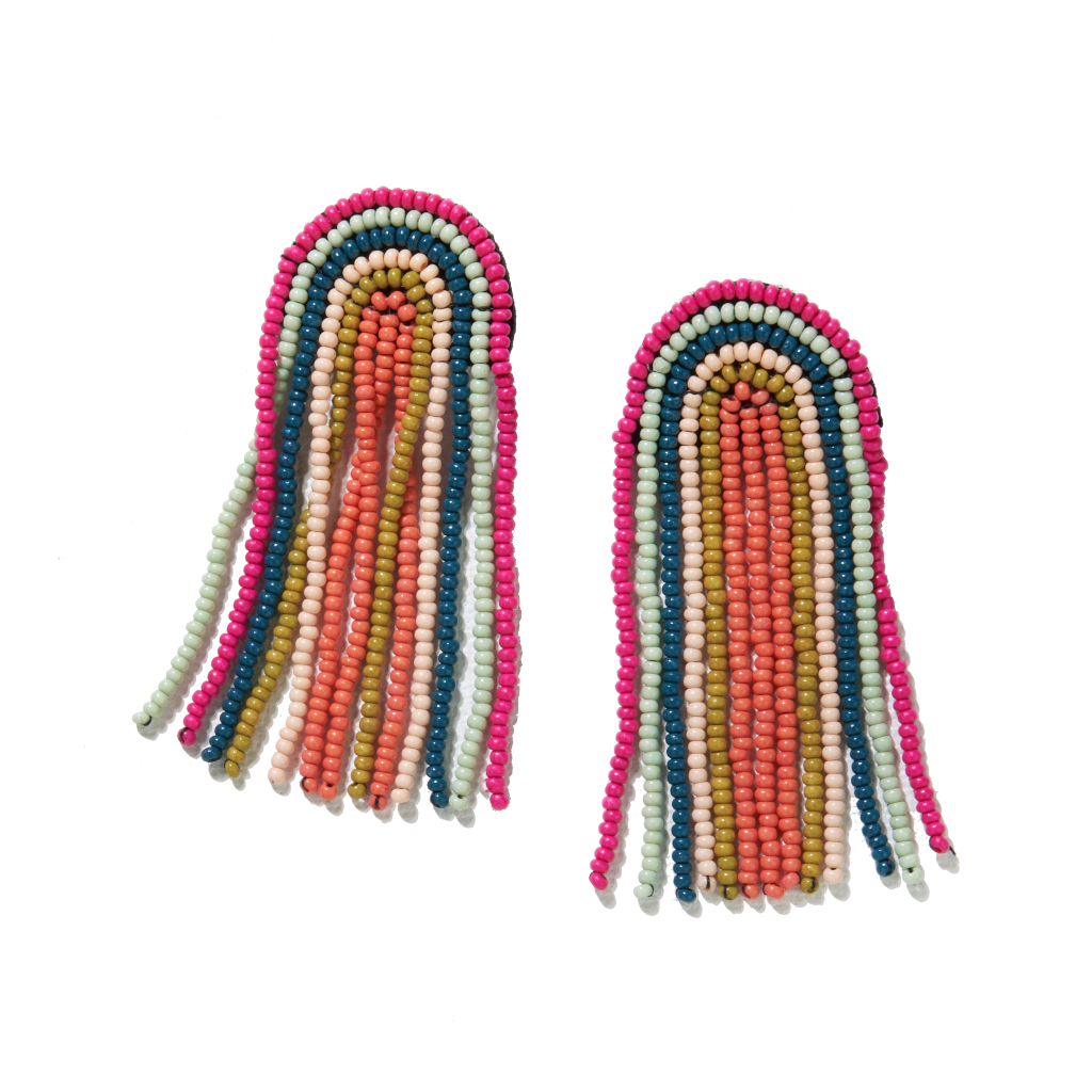 RAINBOW Rainbow Fringe Seed Bead Earrings Ink + Alloy Jewelry - Earrings