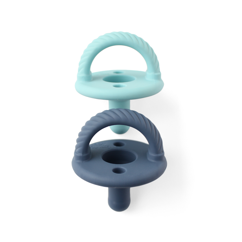 NAUTICAL NAVY + ROBIN'S EGG CABLES Sweetie Soother - 2-Pack Silicone Pacifiers Itzy Ritzy Baby & Toddler - Pacifiers & Teethers
