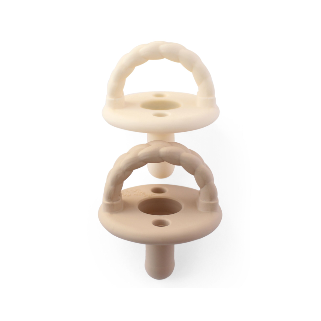 TOAST + BUTTERCREAM BRAIDS Sweetie Soother - 2-Pack Silicone Pacifiers Itzy Ritzy Baby & Toddler - Pacifiers & Teethers