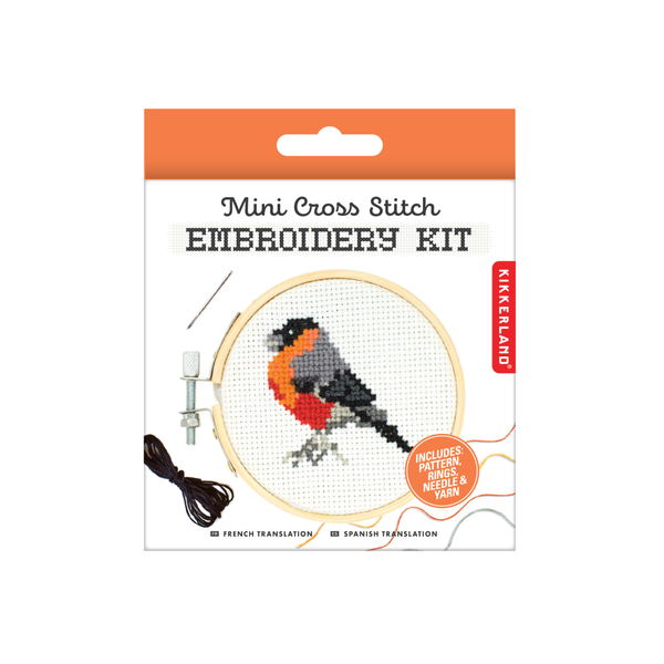 Mini Cross Stitch Embroidery Kit - Bird Kikkerland Toys & Games - Crafts & Hobbies