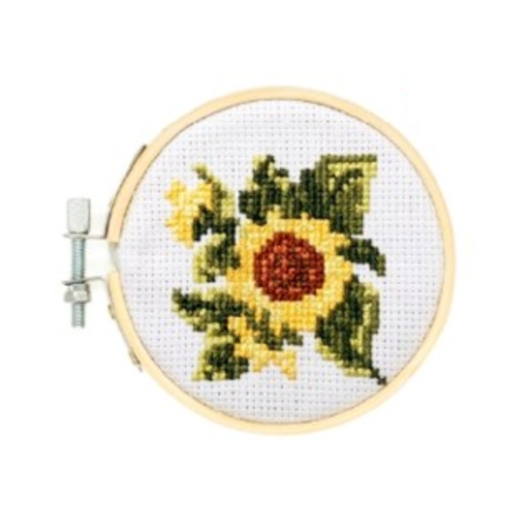 Mini Cross Stitch Embroidery Kit - Sunflower Kikkerland Toys & Games - Crafts & Hobbies - Needlecraft Kits