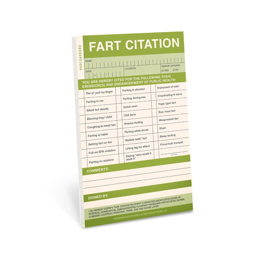 Citation Notepad Fart Citation Sticky Pad from Knock Knock – Urban General Store