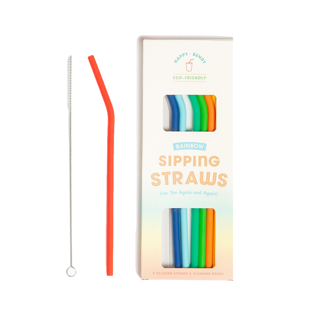 Rainbow Silicone Straws Knock Knock Home - Barware - Drinking Straws