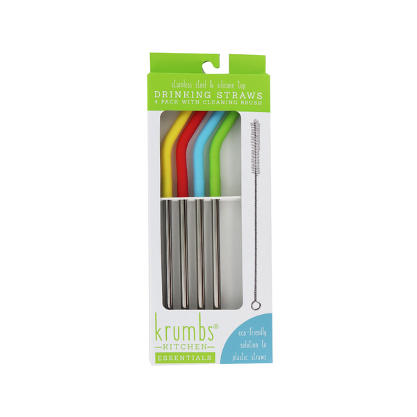 Drinking Straws With Brush Cleaner – 4 Pack Krumbs Kitchen Home - Barware - Drinking Straws