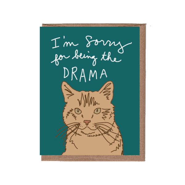 Drama Cat Blank Card La Familia Green Cards - Any Occasion